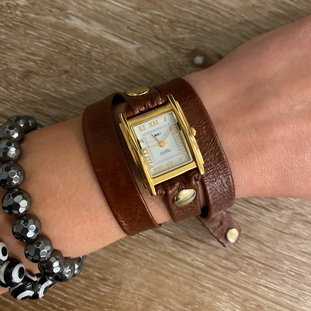 La Mer leather wrap watch